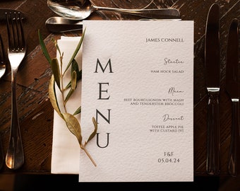 Personalised Printed A5 Wedding Menus for Wedding Table Reception