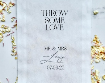 Throw Some Love Minimalist Surname Personalised Biodegradable Confetti Bags