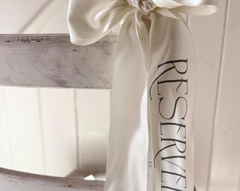 Printed Luxury Reserved Seat Satin Ribbon for Bows and Wedding Ceremony Seat Holding