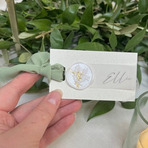 Place Cards with Wax Seals & Ribbon | Wedding Place Cards | Neutral Name Cards | Personalised | Minimalist Wedding | Wedding Table Setting