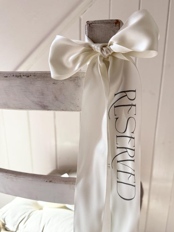 Printed Luxury Reserved Seat Satin Ribbon for Bows and Wedding Ceremony Seat Holding
