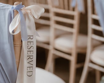 Printed Luxury Reserved Seat Satin Ribbon for Bows and Wedding Ceremony Seat Holding