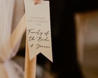 Family & Wedding Party Row Reservation Holder Tags for Wedding Ceremony