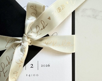 Personalised Printed Custom Wedding Ribbon for Invitations and Gift Wrapping 25mm wide