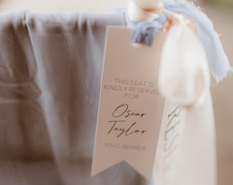 Personalised Minimalist Reserved Seat Holder Sign Tag for Wedding Ceremony