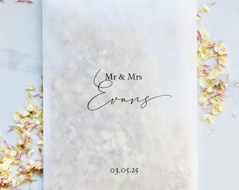Minimalist Style Surname Biodegradable Eco Confetti Bags Glassine Packets C6 Size