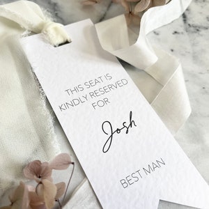 Personalised Seat Holders for Weddings | Place Reservation Sign | Ceremony | Seat Reservation Tag | Minimalist Wedding