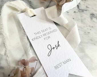 Personalised Seat Holders for Weddings | Place Reservation Sign | Ceremony | Seat Reservation Tag | Minimalist Wedding