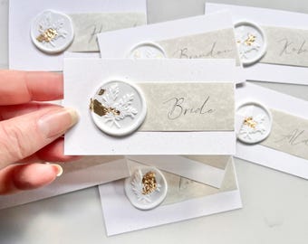 Personalised Wedding Table Place Name Cards with Wax Seal