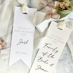 Personalised Seat Reservation Tag for Weddings | Place Reservation | Seat Holder | Minimalist Neutral | DIY | Aisle Styling | Wedding Signs