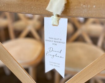 Personalised Wedding Seat Reservation Tag for Ceremony