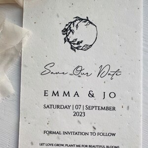 Eco Save The Date | Invitation plantable | Papier de fleurs sauvages | Invitation de mariage A6 | Papier ensemencé | Mariage bohème