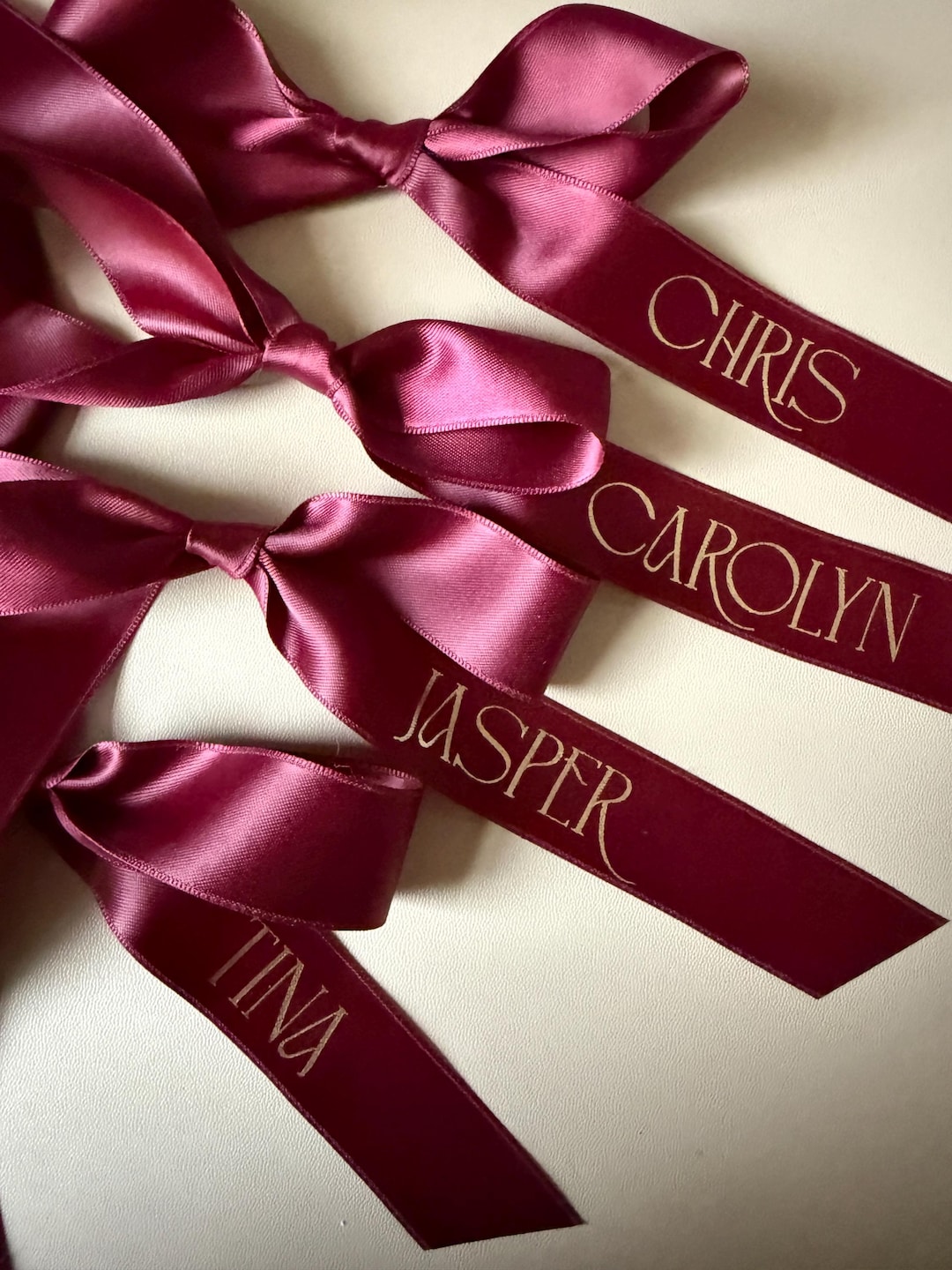 Custom Printed Personalised Table Name Place Ribbons and Bows for ...