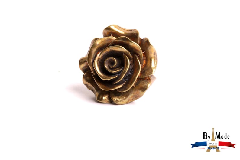 Ring flower rose adjustable ring size crafts jewelry collection handmade jewelery by mode France.