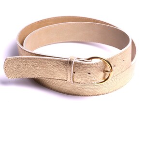 Ceinture large 4 cm femme cuir doré doublure cuir naturel: fabrication artisanale made in France . image 3