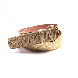 Ceinture large 4 cm femme cuir doré doublure cuir naturel: fabrication artisanale made in France . image 1