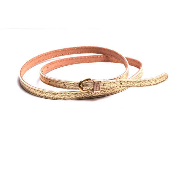 Ceinture Femme fine 1 cm cuir dorée pour robe accessoire luxe tendance made in France.