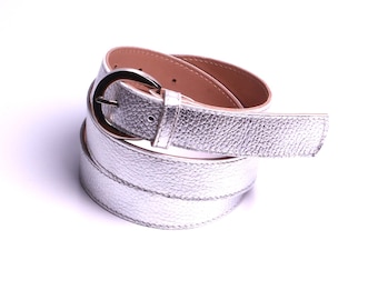 Ceinture Cuir Argent Femme Ceinturon Homme Grande Tailles Accessoire Personnalisé.