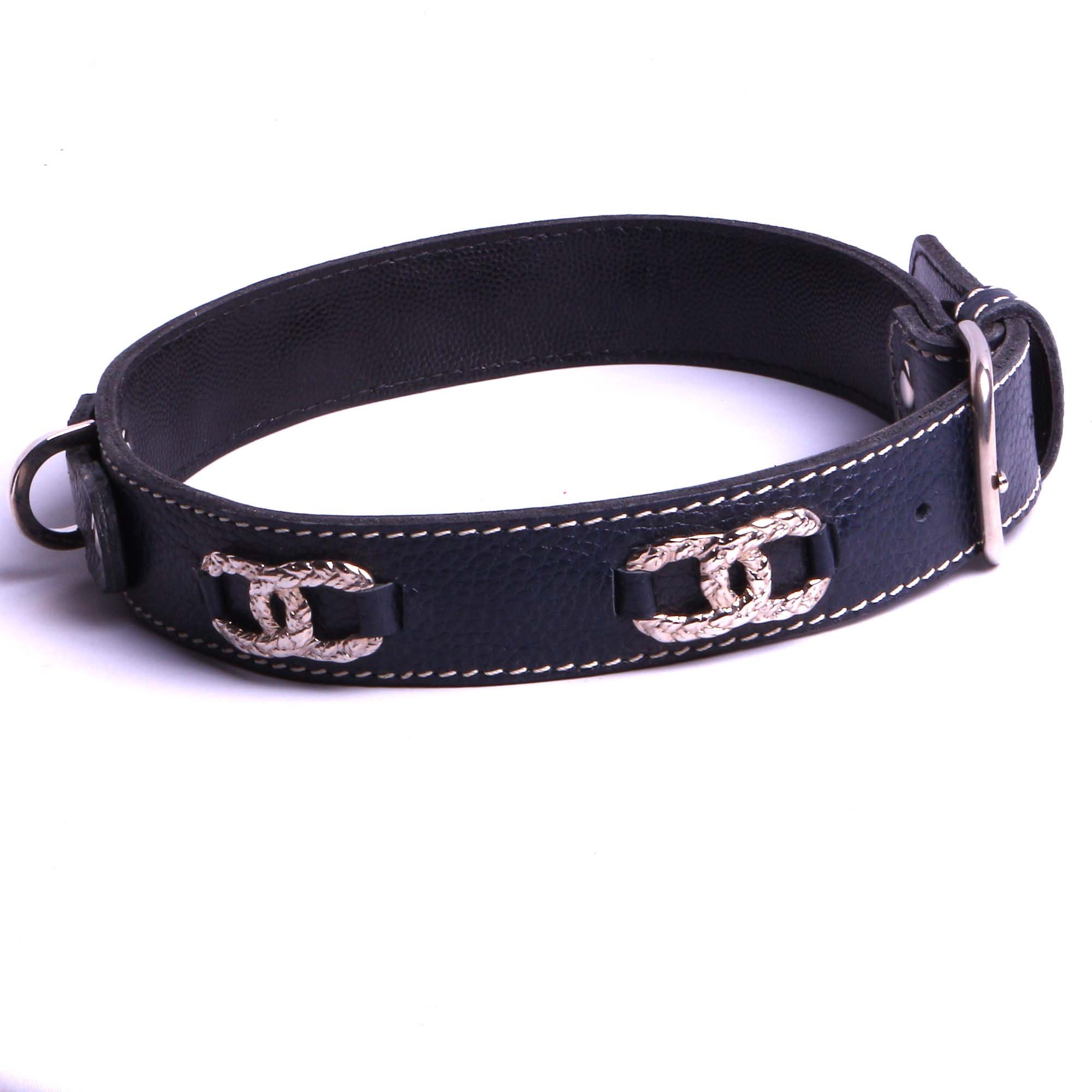 Dog Collar Black Leather Luxury Handcrafted Accessory Handmade -  Hong  Kong