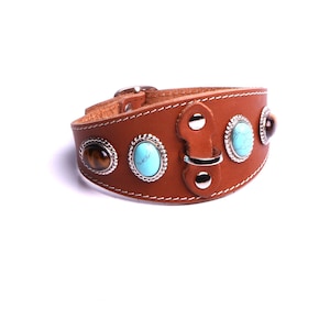Collar Dog Cat Handmade Natural Leather Genuine Black Leather By mode France.