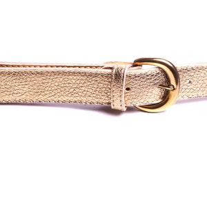 Ceinture en cuir doré doublure cuir naturel boucle bronze passant largeur 3 cm image 3