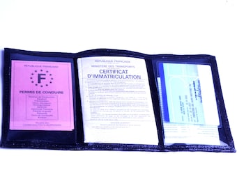 Protège papier Étui permis de conduire en cuir porte papier voiture porte identité Made in France