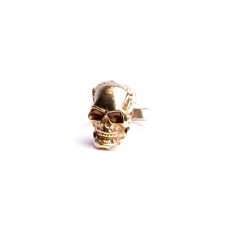 women men skull ring ring adjustable brass art jewelery handmade creation made in France. zdjęcie 2
