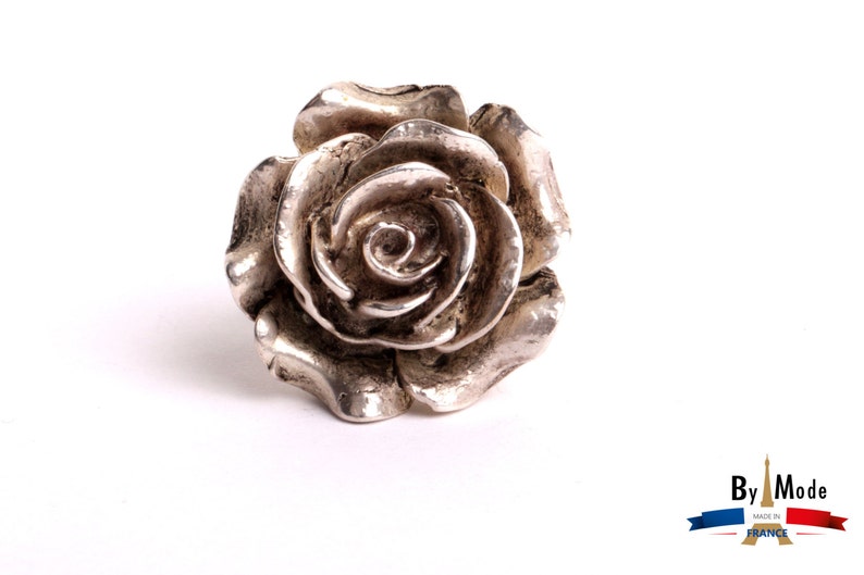 Ring flower rose adjustable ring size crafts jewelry collection handmade jewelery by mode France.