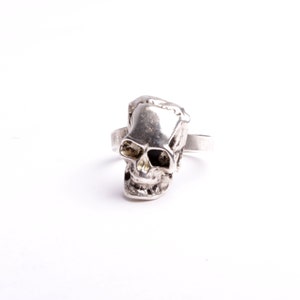 women men skull ring ring adjustable brass art jewelery handmade creation made in France. zdjęcie 4