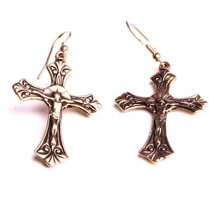 Earring christ on the cross, religious jewelry made in France.