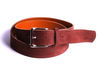 Belt Large Man Brown Leather Custom Handmade Leather Goods By Mode France.