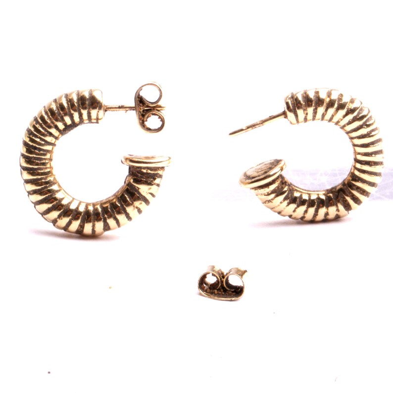 Creole earring twist half rings handmade jewelry in my workshop jewelry by fashion France. métal doré