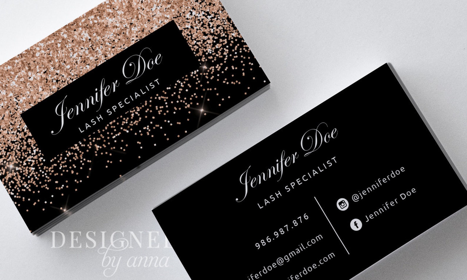 Gold Glitter Business Card Design Printable Business Card Etsy