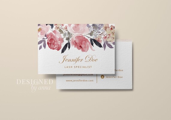 Floral Business Card Design Printable Business Card Template - Etsy