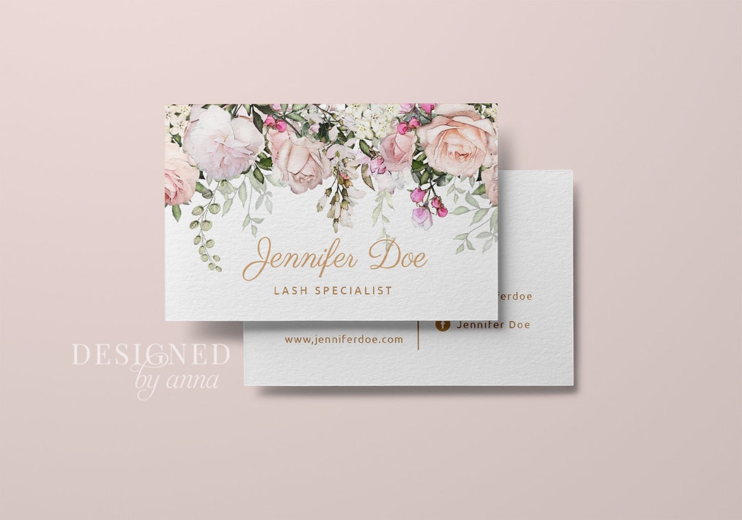 Floral Business Card Design Printable Business Card Template Etsy UK