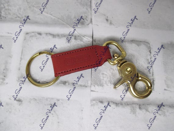 COACH Vintage Red Leather Valet Key Chain / Key FOB/ Bag Charm New 