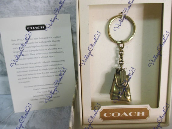 NWT - COACH Large Loop Key Fob With Varsity Motif CB926 Navy Blue with White