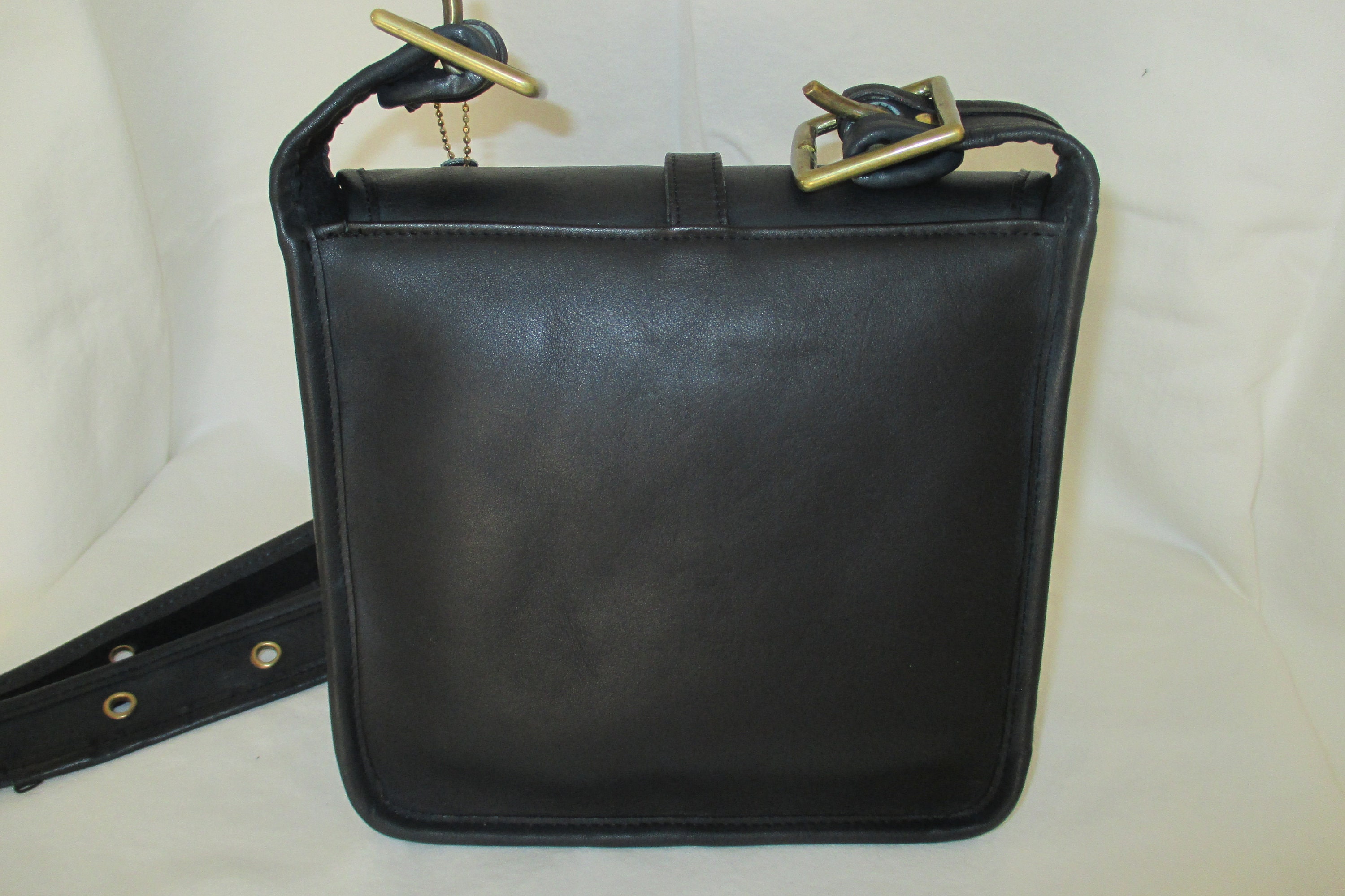 Vintage Coach Navy Blue Leather Hasp Lock Shoulder Bag Etsy