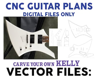 Kelly shape guitar cnc routing plans.  bolt on, 3 files types for cnc guitar building, Digital files of bodies, necks parts. PDF,DXF SVG
