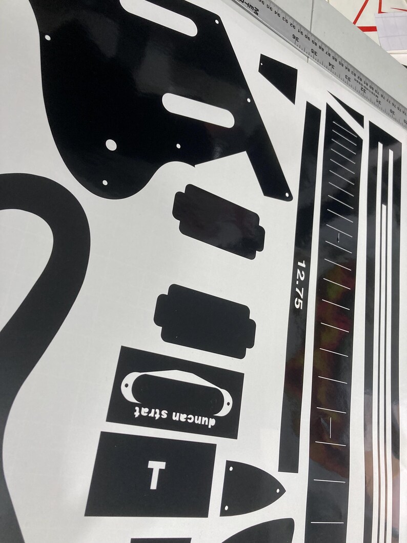 Plantilla de enrutamiento para guitarra Surfcaster de 1994, pegatina de vinilo estilo Charvel imagen 16