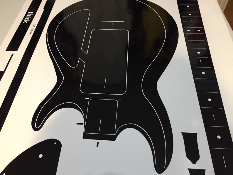 70s Gibson Grabber Bass Routing Template, Vinyl Adhesive Bass Building ...