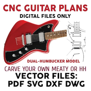 Meteor style  guitar cnc digital plans. dual humbucker hh model. digital files only, bodies, necks parts. PDF,DXF SVG