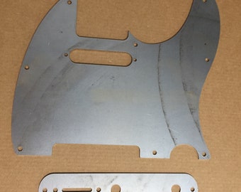 Telecaster steel pickguard w/control plate. raw metal. Laser cut 18 gauge steel. Easy upgrade, righty or lefty, DIY finish. Ships FREE