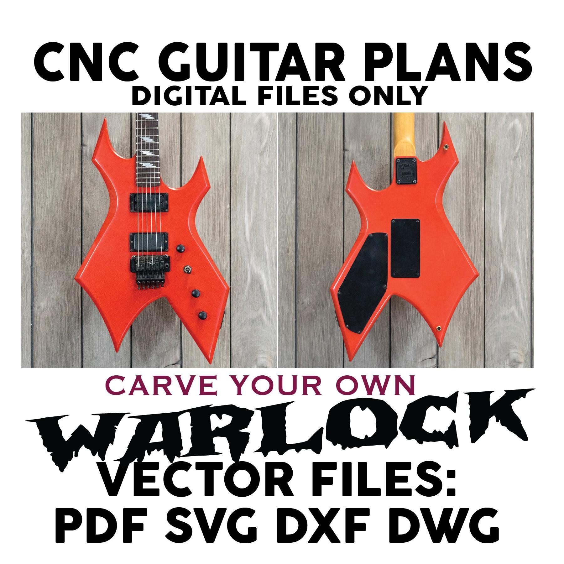 80s Warlock Style Guitar Cnc Digital Plans. 3 File Types for