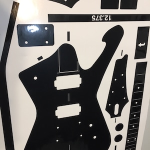 Iceman routing template for guitar making. 1976 Iceman blueprint. Vinyl sticker body template, luthier supplies