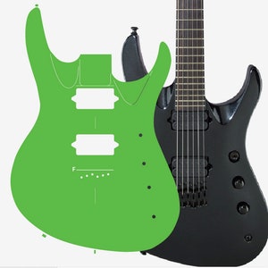 Routingsjabloon voor solistengitaar. Gids voor vinylstickers. Custom jack-son Broderick gitaar bodyvorm met hals, kop, platen. Wordt gratis verzonden