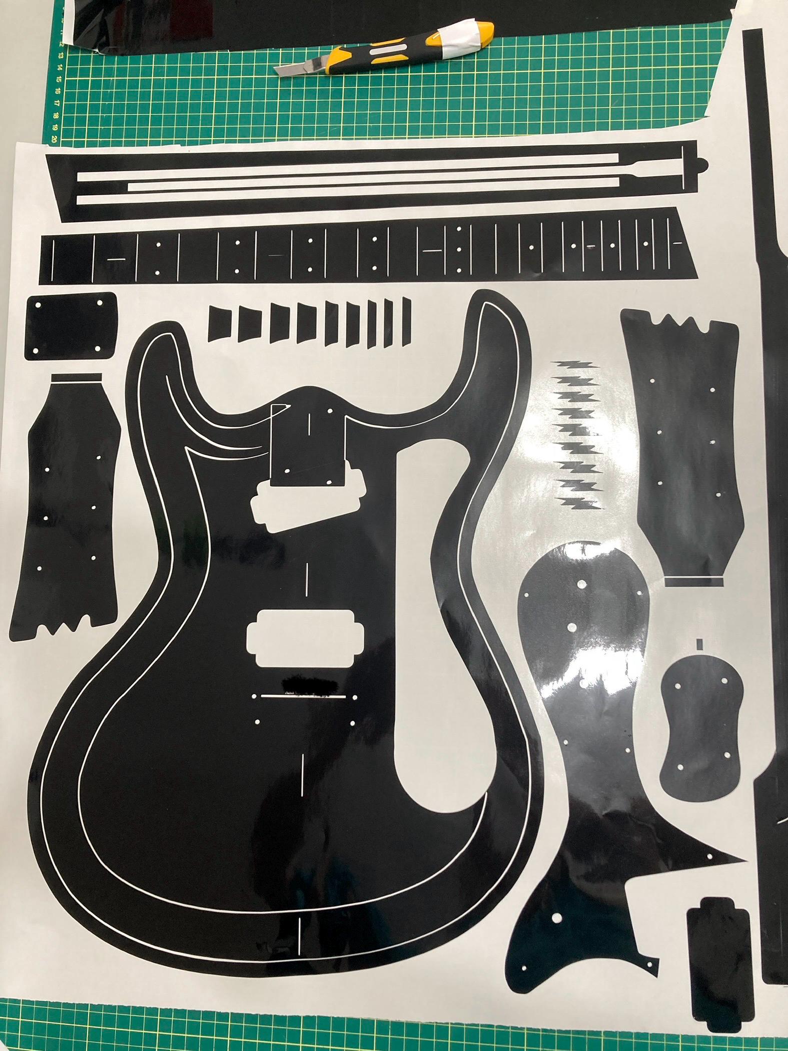 eterite VA814 セット Venture Style Vinyl Guitar Template, German Carve, Neckplans for