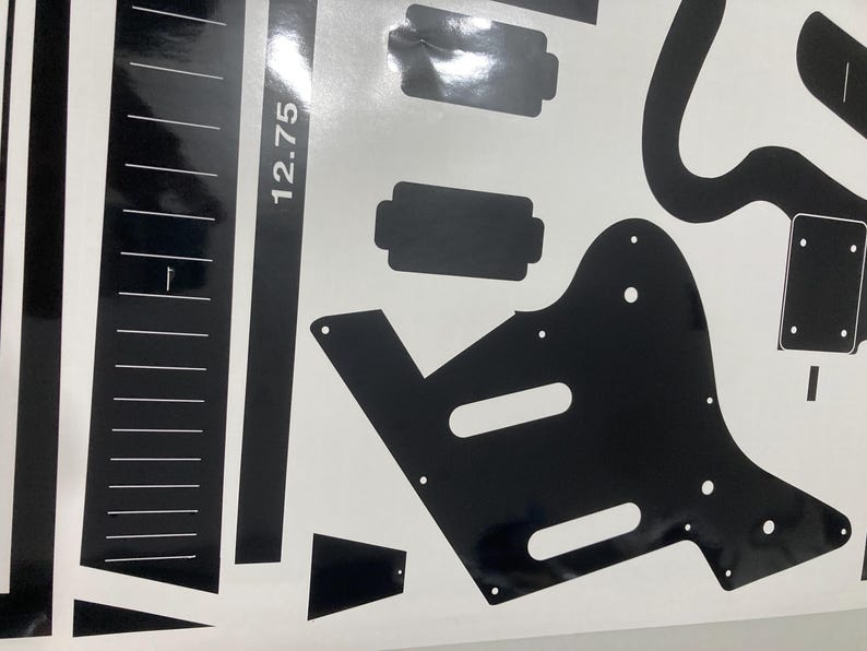 Plantilla de enrutamiento para guitarra Surfcaster de 1994, pegatina de vinilo estilo Charvel imagen 14