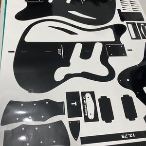 Plantilla de enrutamiento para guitarra Surfcaster de 1994, pegatina de vinilo estilo Charvel imagen 17