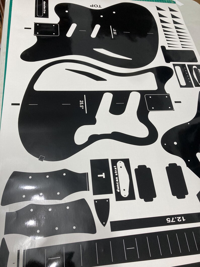 Plantilla de enrutamiento para guitarra Surfcaster de 1994, pegatina de vinilo estilo Charvel imagen 17